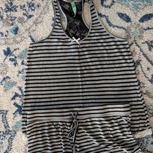 Honeydew Black and Gray Striped PJ Set